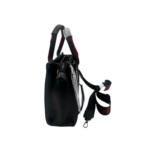 Ed Hardy Embossed Tiger Logo Black Tote Bag with Red Script Strap – NWT - Picture 3 of 7